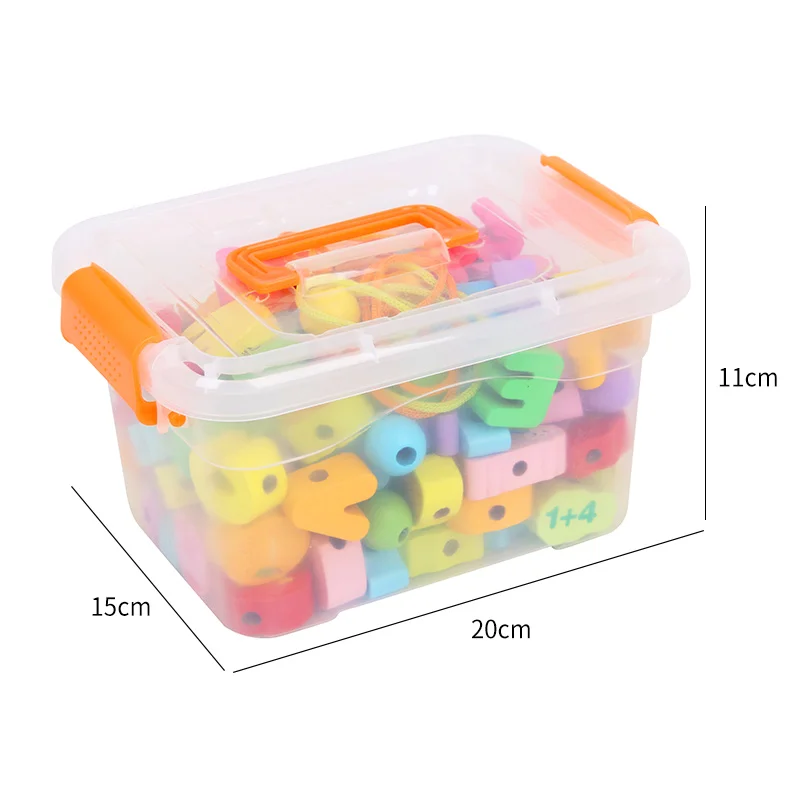 65/106PCS Fruits Vegetables Animal Traffic + Number Letter Blocks Beads Toys Children's Wooden Bead Educational Games Baby Gift