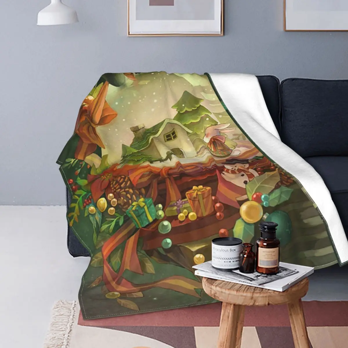 

Merry Christmas Fantasy Blanket New Year Fleece Awesome Warm Throw Blankets for Home Decoration