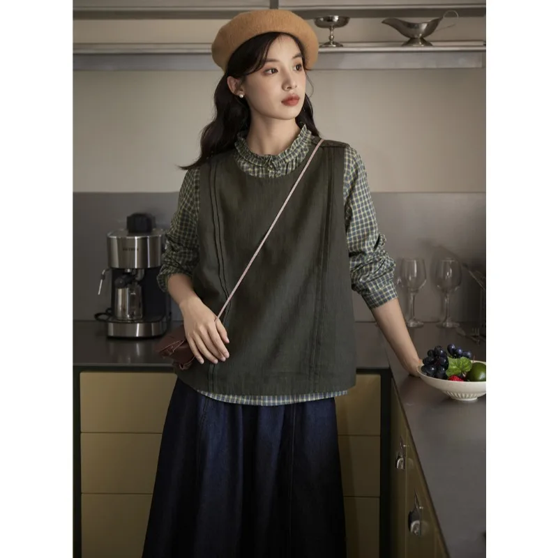 Японская мода художественный ретро универсальный жилет верхняя одежда женская