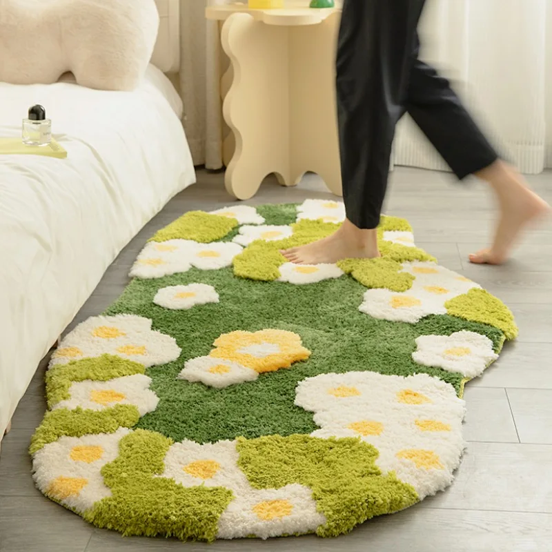 

Garden Bloom Flowers Shggy Tufted Carpet Soft Fluffy Floor Rugs Long Bedside Mat Non-Slip Absorbent Home Decorate 23.62"x47.24"