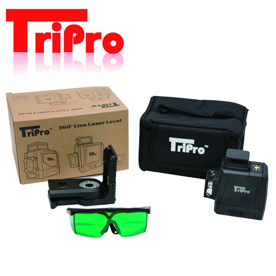 

Tripro 3D 2x360 Self Auto Leveling Rotary Cross Laser Level 360 Optional for Tripod Receiver Detector