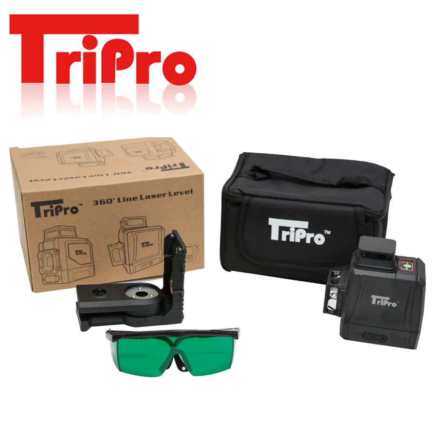 

Tripro 3D 2x360 Self Auto Leveling Rotary Cross Laser Level 360 Optional for Tripod Receiver Detector