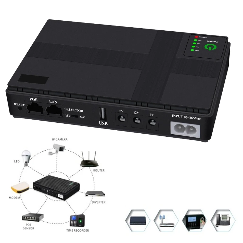 

Портативный мини-источник питания для Wi-Fi, 10400 мАч, 5 В/9 В/12 В