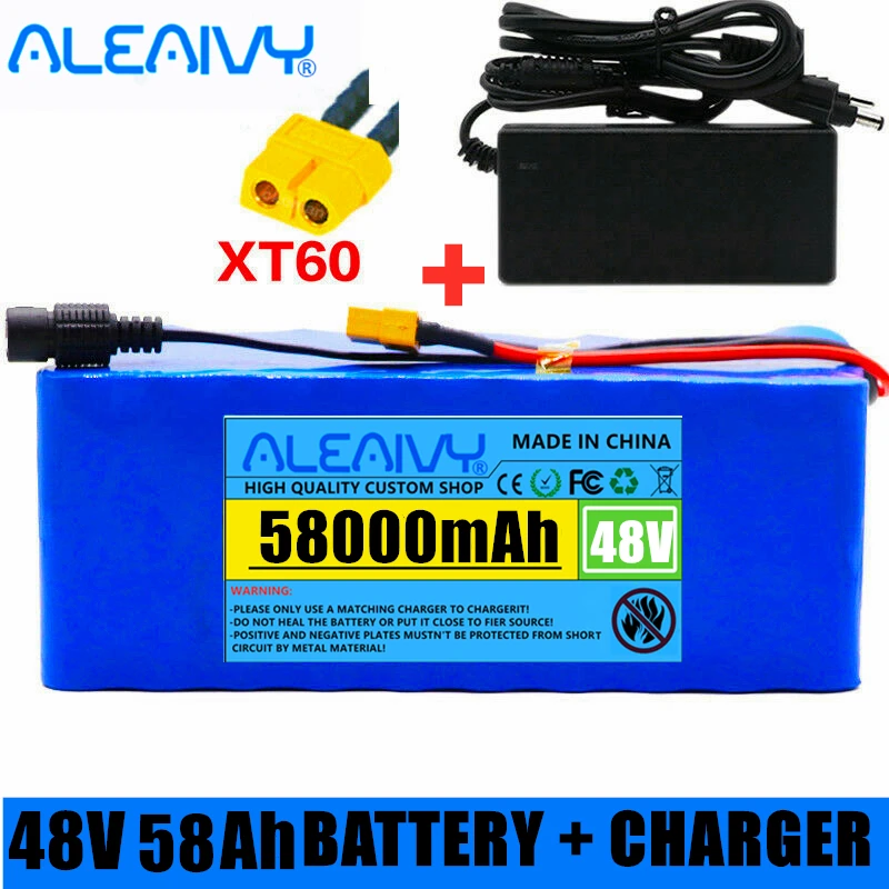 

48v 58Ah Lithium Ion Battery 58000mAh 1000w Lithium Ion Battery Pack for 54.6v E-bike Electric Bicycle Scooter with BMS +Charger