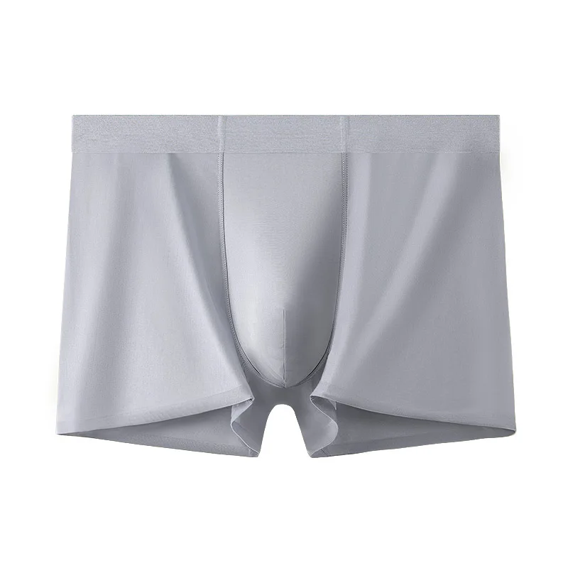 Men Summer Underwear Traceless Ice Silk Thin Antibacterial Sports Solid Color Sexy Cool Male Panties Boxer 3PCS