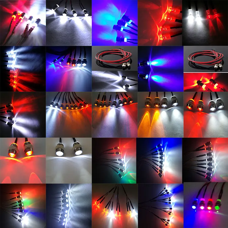 Свет радиоуправляемого автомобиля 3/5/8/10 мм универсасветодиодный Светодиодная лампа для 1/8 1/10 1/12 Traxxas HSP Redcat Tamiya SCX10 D90 D110 HSP HPI Wltoys SCX24