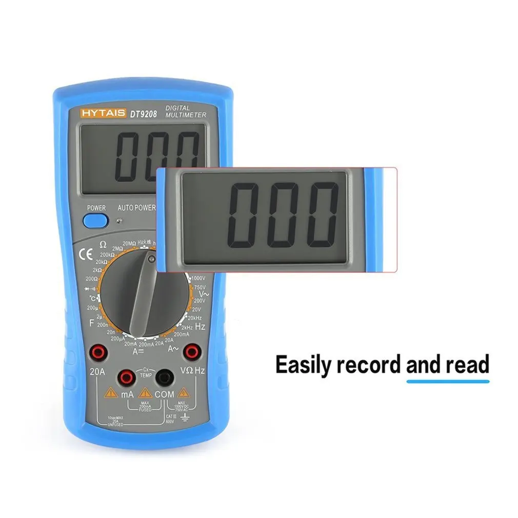 Высокоточный интеллектуальный анти-ожоговый мультиметр hyтакой DT9208 измеритель