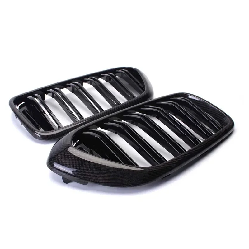 Двухлинейная яркая черная Трехцветная решетка радиатора из углеродного волокна