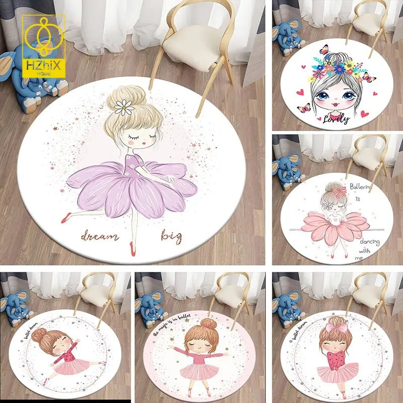 

Cartoon Girl Print Carpet Kawaii Kids Children Bedroom Bedside Area Rugs Home Living Room Anti-Slip Floor Mat Bathroom Doormat