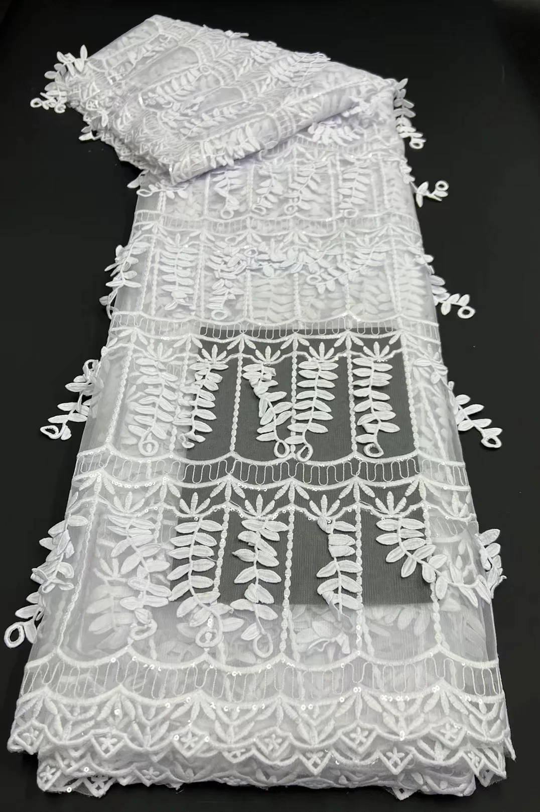 

White African 3D Lace Fabric 2022 High Quality Nigerian Milk Silk Lace Fabric French Cord Lace Fabric Wedding Party Lace KR21139