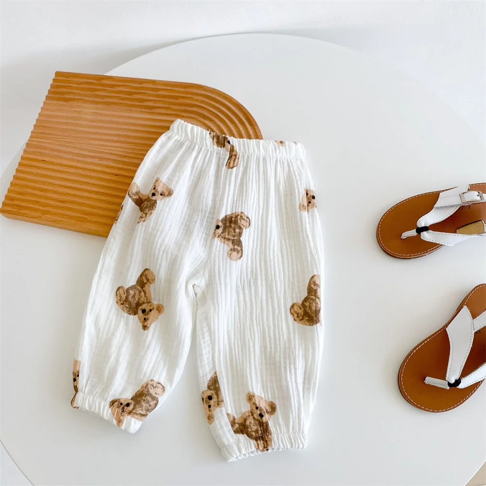 

Летняя одежда Ins, новинка, Детские модели, милые хлопковые брюки с принтом, подходят ко всему