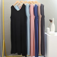 fdfklak thin summer new modal nightgowns women sleeveless loose nightwear solid color sleeping female nightie homewear