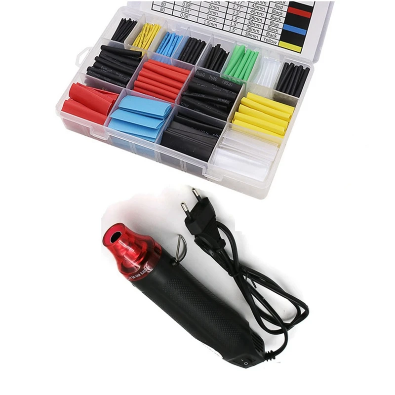 

580PCS Heat Shrink Tubing Kit Shrinkable Wire Shrinking Wrap Tubing Wire Connect Cover With Hot Air Machine