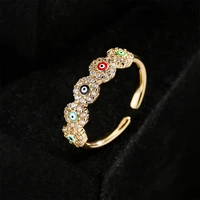 2022 new copper ring copper plated 18k gold zircon drip oil devils eye ring copper ring womens ring jewelry gold rings cn