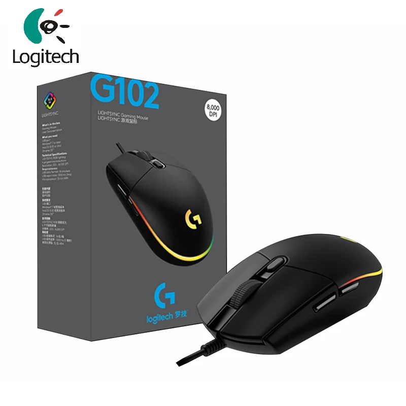 

Мышь Logitech G102 Lightsync Проводная игровая, мышь с боковой кнопкой и подсветкой, с антибликовым покрытием, с USB для ноутбука, для дома и офиса, Logitech ...