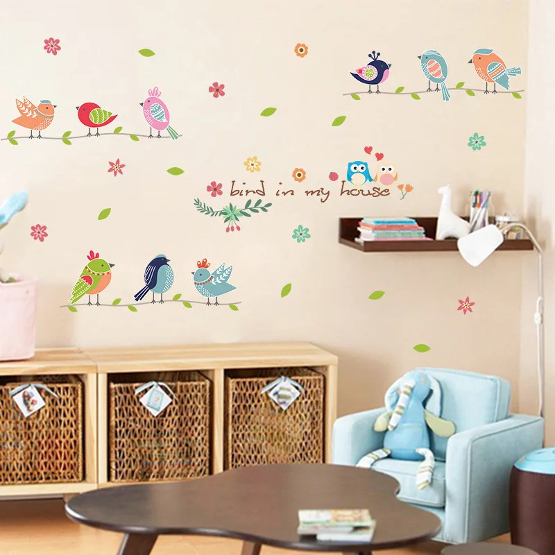 

Pengcai New Wall Sticker Warm and Fresh Bird Children's Room Kindergarten Wall Poster for Living Room Home Decoration