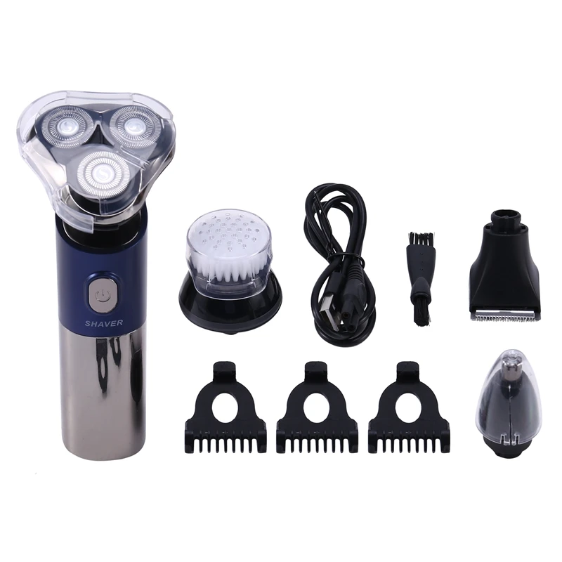 

4 In 1 Wet Dry Use Multifunctional Hair Clipper Rechargeable Cordless Electric Hair Clipper Men's Shaver Trimmer Blue