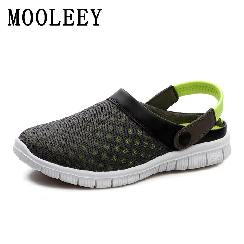 

Fashion Unisex Mules Couple Large Mesh Breathable Comfortable Flat Slipper Anti-Skid Color Blocking Design Sandals for Women Men