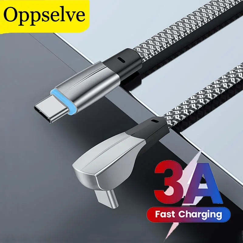 

3A USBC To Type-C Fast Charging Data Cable For Samsung S22 Xiaomi Huawei Mate 50 Macbook 90 Degree Elbow Nylon Braided Wire Cord