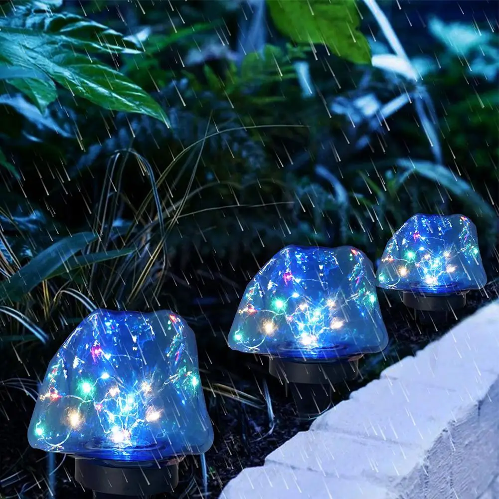 

Colorful Solar Garden Lights Waterproof Stone Shape Decoration Lamp Outdoor Solar Powered Lawn Light For Patio Courtyard Decor