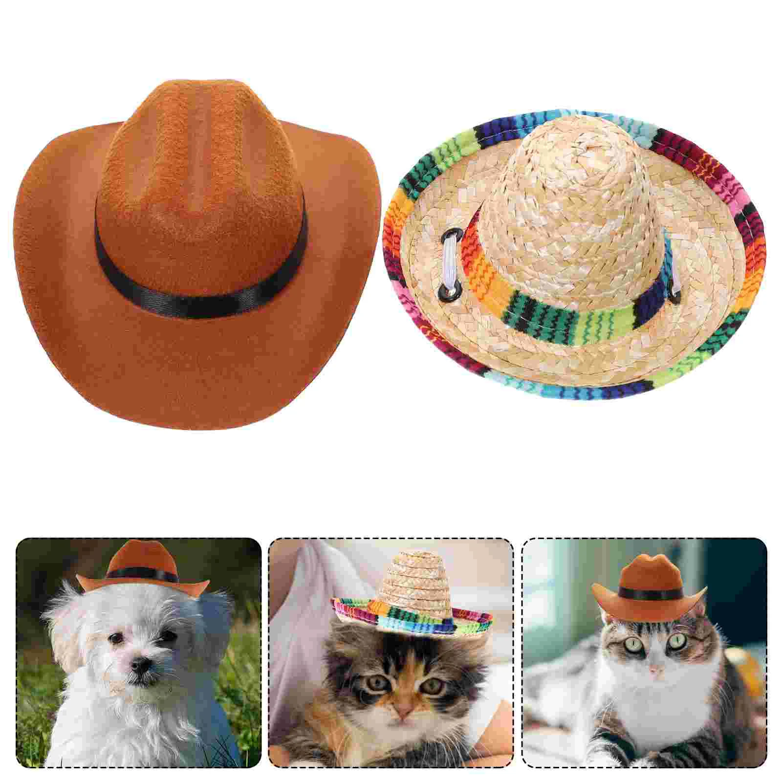 

Hat Dog Cowboy Hats Cat Pet Strawcostume Party Sombrero Mini Puppy Mexican Summer Hawaiian Dogs Sun Cap Decorative Bucket Funny