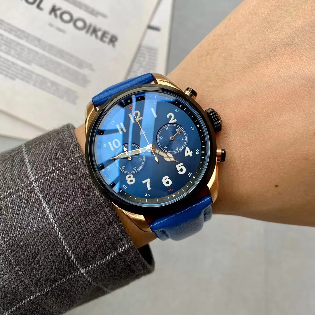 

Мужские часы для бега секундный хронограф 24-часовой дисплей диаметр 43 мм импортный многофункциональный кварцевый механизм с импортной L