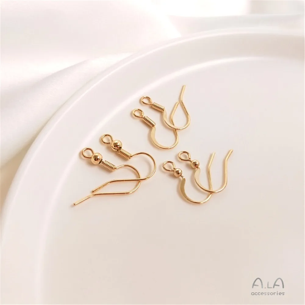 

14K Gold Filled Plated Allergy - resistant flat hook spring with beaded earrings Accessories Hand - made earrings DIY materials