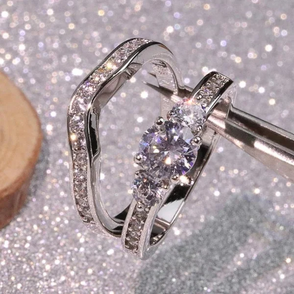 

Dazzling Wedding Ring Set for Women Fashion Round Zirconia Luxury Lady Accessories Trendy Delicate Bridal Jewelry Drop Shipping