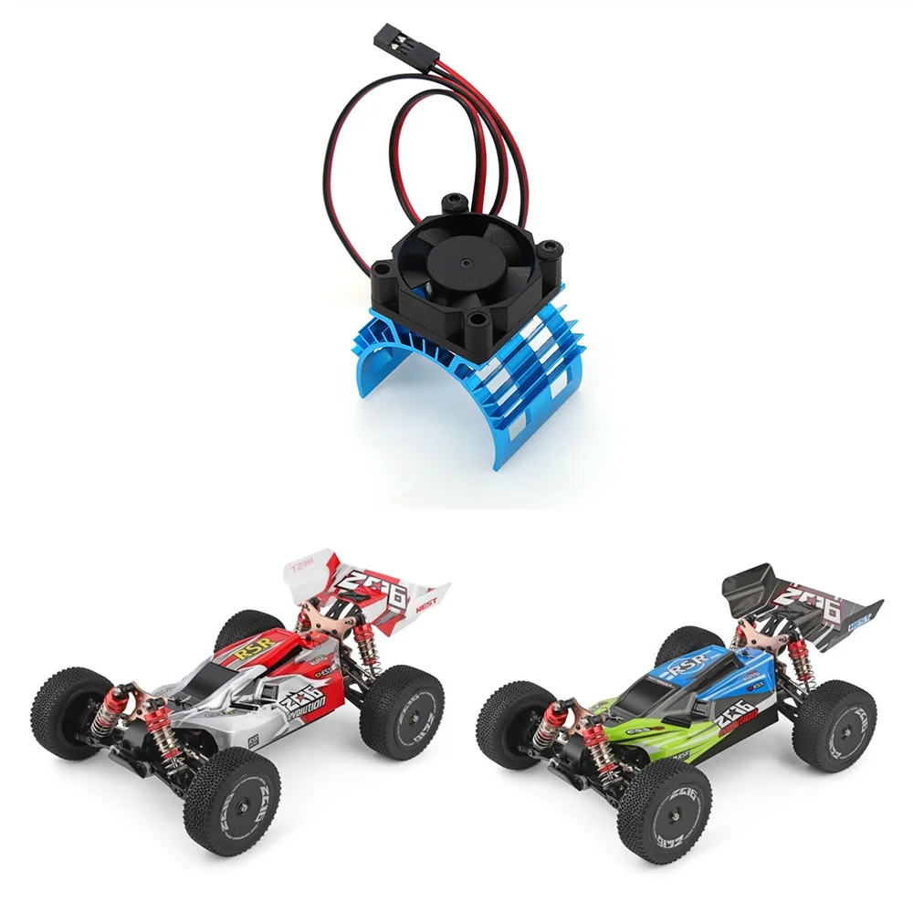 

For WLtoys A959-B 144001 124019 RC Car Aluminum Alloy Motor Heatsink Cover with Cooling Fan for 540 550 3650 Motor,1