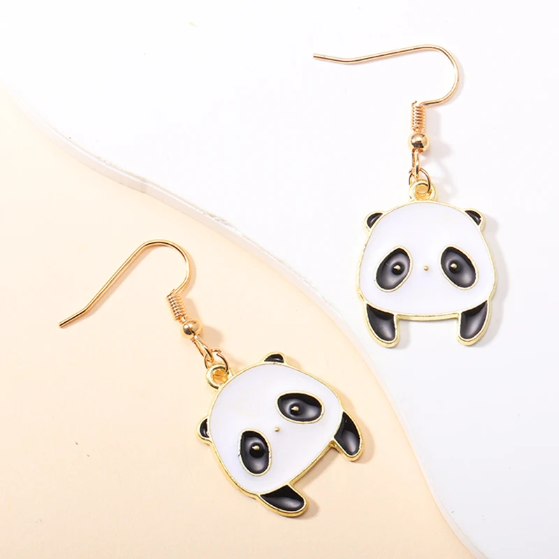 Милые эмалированные серьги-подвески из сплава в виде животных милые панды