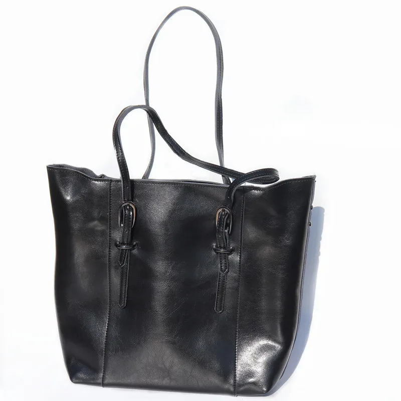 Black Genuine Leather Tote Bags For Women Large Capacity Hobo Crossbody Bags With Liner Bag Designer Handbags Lady Shoulder Bag
