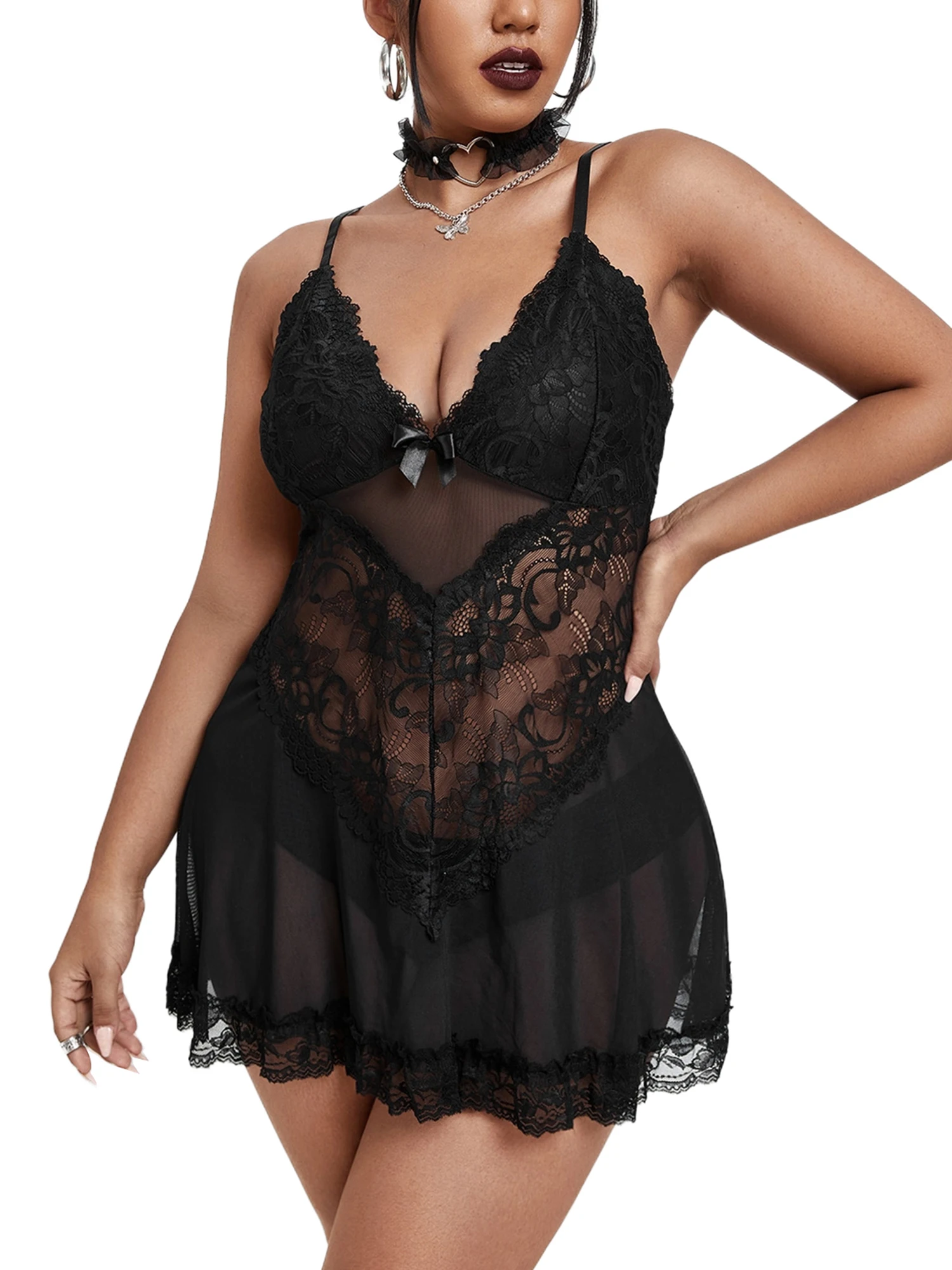 

Women s Summer Sexy Plus size Sleepwear Black Sleeveless Backless Deep V Neck Large Size Tassel Nightdress