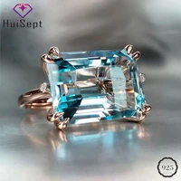 huisept elegant rings for women 925 silver jewelry rectangle shape 1014mm sapphire gemstone accessories wedding engagement ring