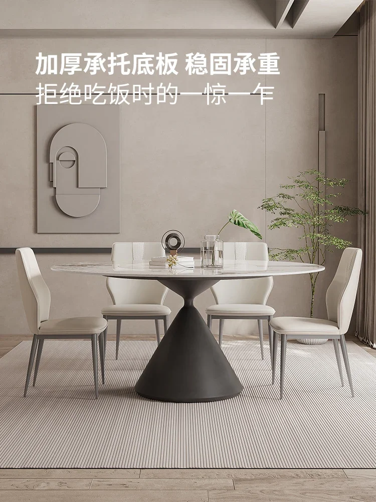 Стол из каменной плиты: небольшой семейный стол со встроенным поворотным столом