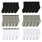 Носки Короткие хлопковые для новорожденных, мягкие свободные, однотонные, для школы, спорта, для мальчиков и девочек, 5 пар