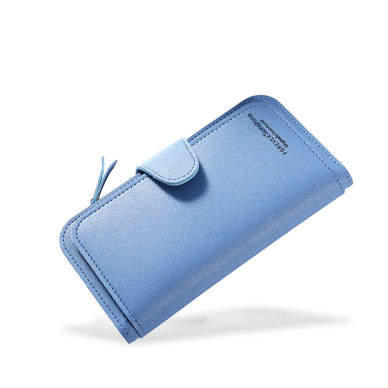 2023 new long ladies purse buckle coin purse soft card mobile phone bag hand cross-border trend wholesaleZipper buckle purse han