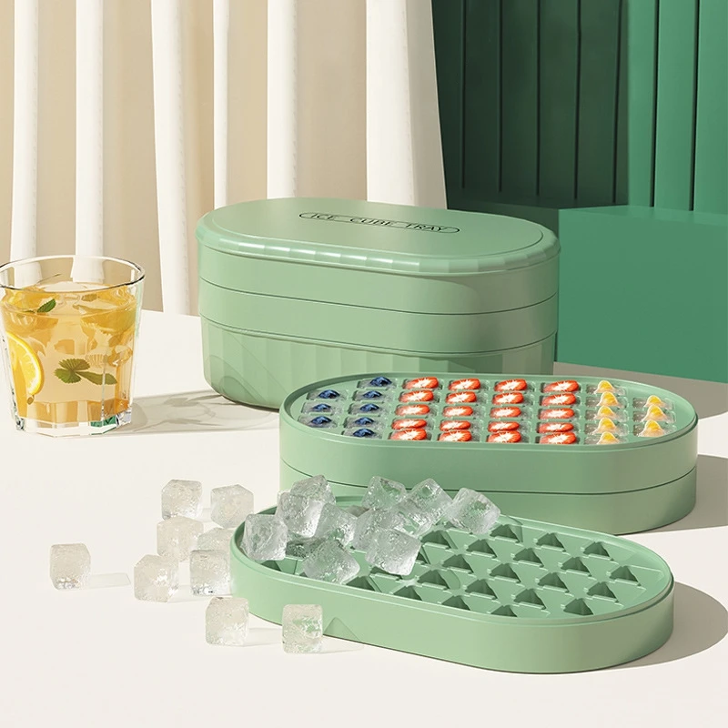 

36/72 Grids Storage Ice Tray Cube Set Ice Making Mould Cubic Container Ice With Layers Cube Ice Cover 2 Square Mold Box Maker