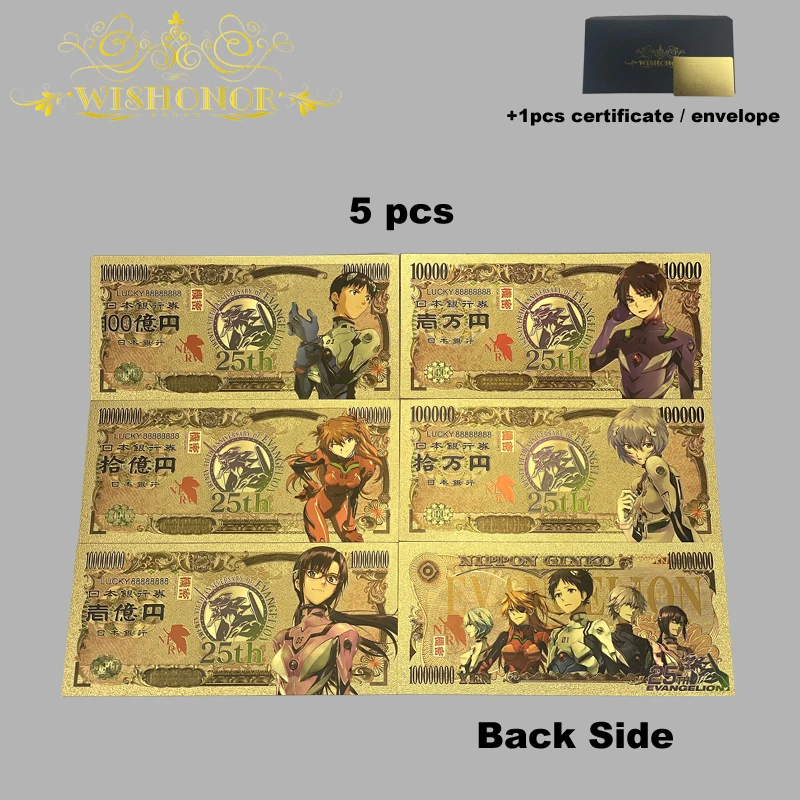

New Style Nice Japan Anime Banknote Sets Anime Plastic Card in 24k Gold Plated For Collection