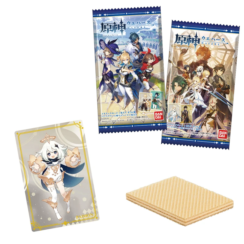 20 вещей/набор Bandai Genshin Оригинальная годовщина Еда Игровая карта Слепая коллекция Diluc Klee Keqing Подарок для поклонников