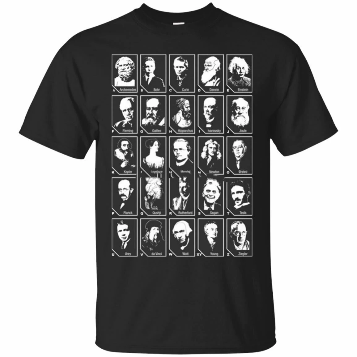 

A-Z Of Scientists Men'S T-Shirt Funny Science Tee Shirt Short Sleeve S-5Xl