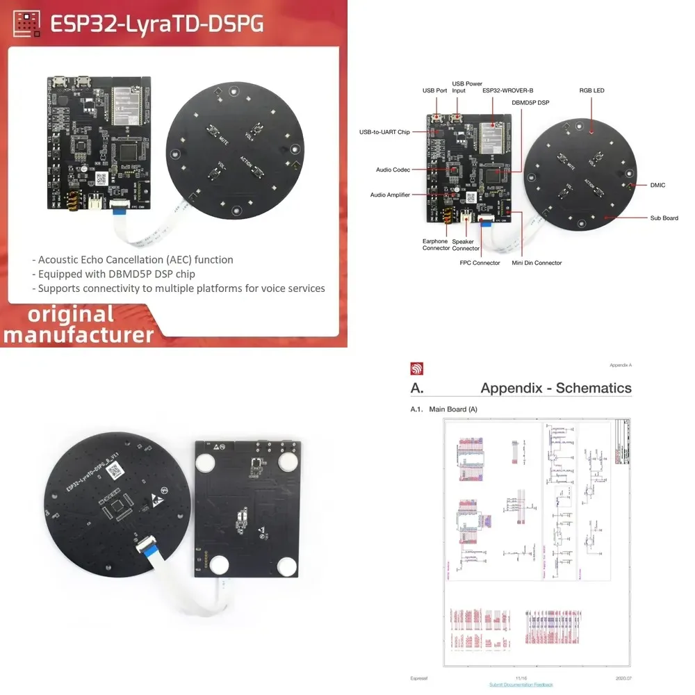 Фото Плата разработки ESP32-LyraTD-DSPG, встроенный модуль ESP32-WROVER-B с Wi-Fi и Bluetooth, функция DSP AEC, оценка аудиопроизводительности ESP32 №1