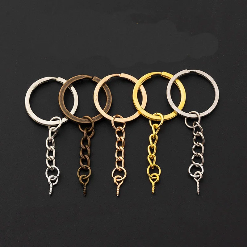 

10PCS/Pack Screw Eye Pin Key Chain 25mm 30mm Key Rings with Lobster Clasps Split Keychains for Bags DIY Jewelry Making Findings