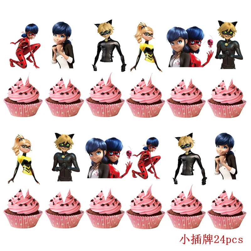 Наклейки Ladybugsss в стиле аниме маринетки Кот черный флаги тарелки для воздушных