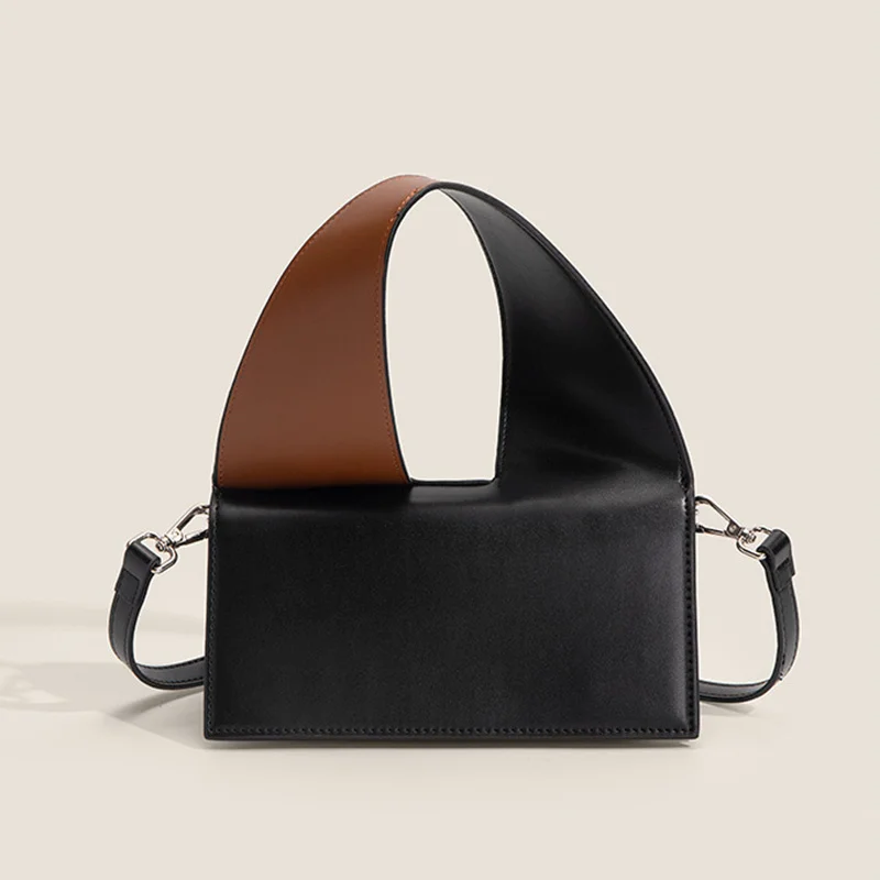 

New Women's Shoulder Bag 2022 PU Leather Purses and Handbags Female Fashion Casual Contrasting Colors Wide Straps Square Bags
