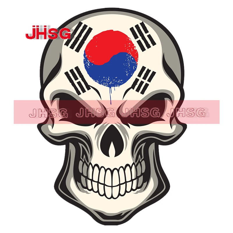 Забавный Череп корейский флаг окрашенный цвет индивидуальный заказ для