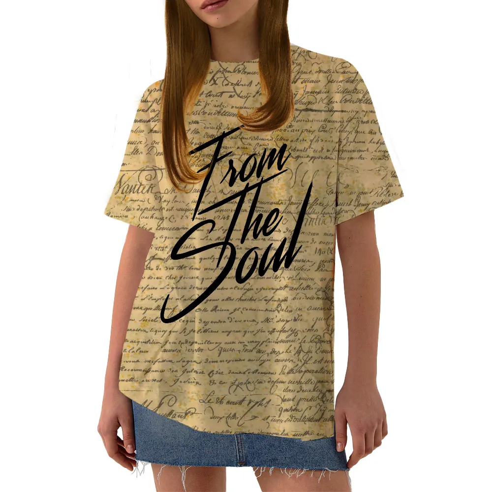 Женская футболка с коротким рукавом принтом букв и радуги |