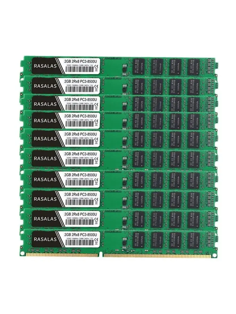 Оперативная память для настольного ПК, 10 шт., Rasalas DDR3, 2 Гб, 2Rx8, 1066 МГц, 1,5 В, 240Pin, без Ecc, DIMM