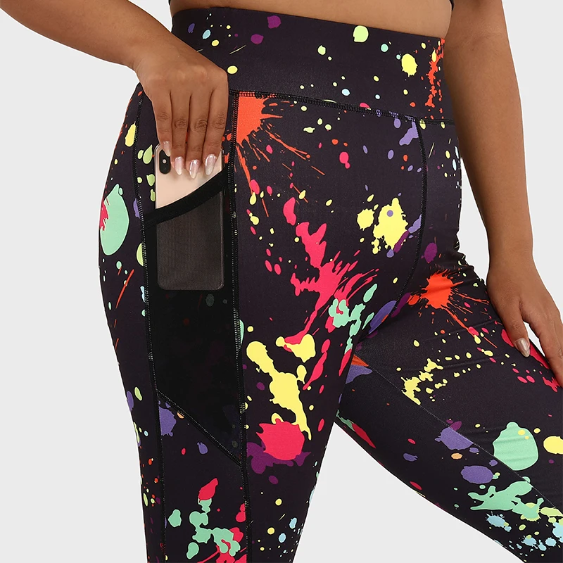LUOYIYANG Graffiti Plus Size Women's Leggings Push Up Sports Pocket Yoga Pants Gym Fitness Workout Women Clothing 2023 L-3XL