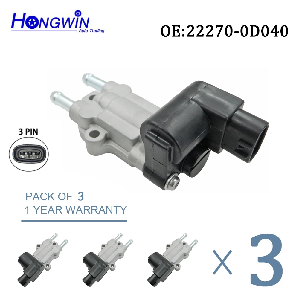 

3PCS OEM For TOYOTA- Idle Air Control Valve IAC Valve with Gasket- NEW 22270-0D040 222700D040 2227022060 2227022061