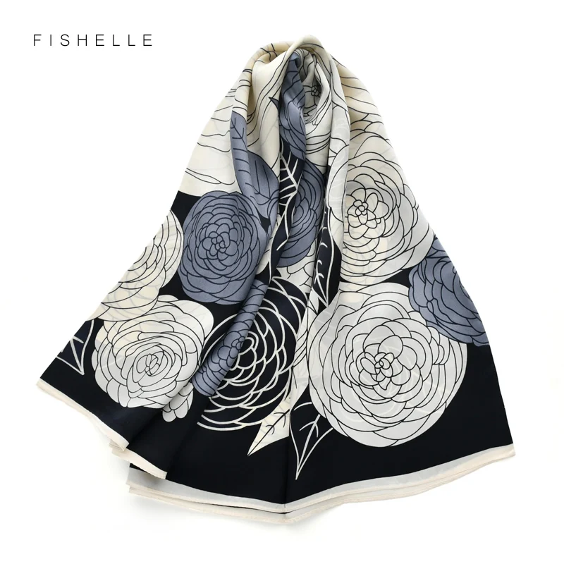 Женский атласный шарф из натурального шёлка 90 см |